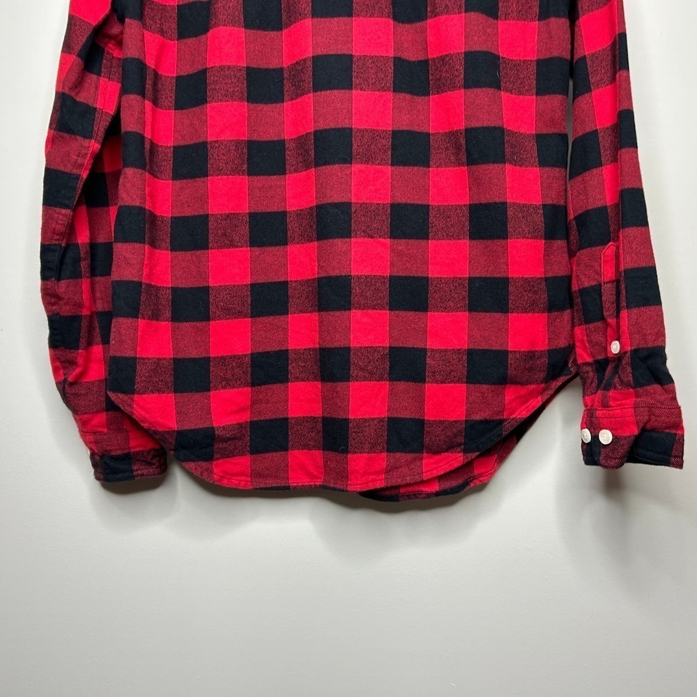 J. Crew Factory Red and Black Buffalo Plaid Shirt Size XXS Zip Front - Picture 9 of 9